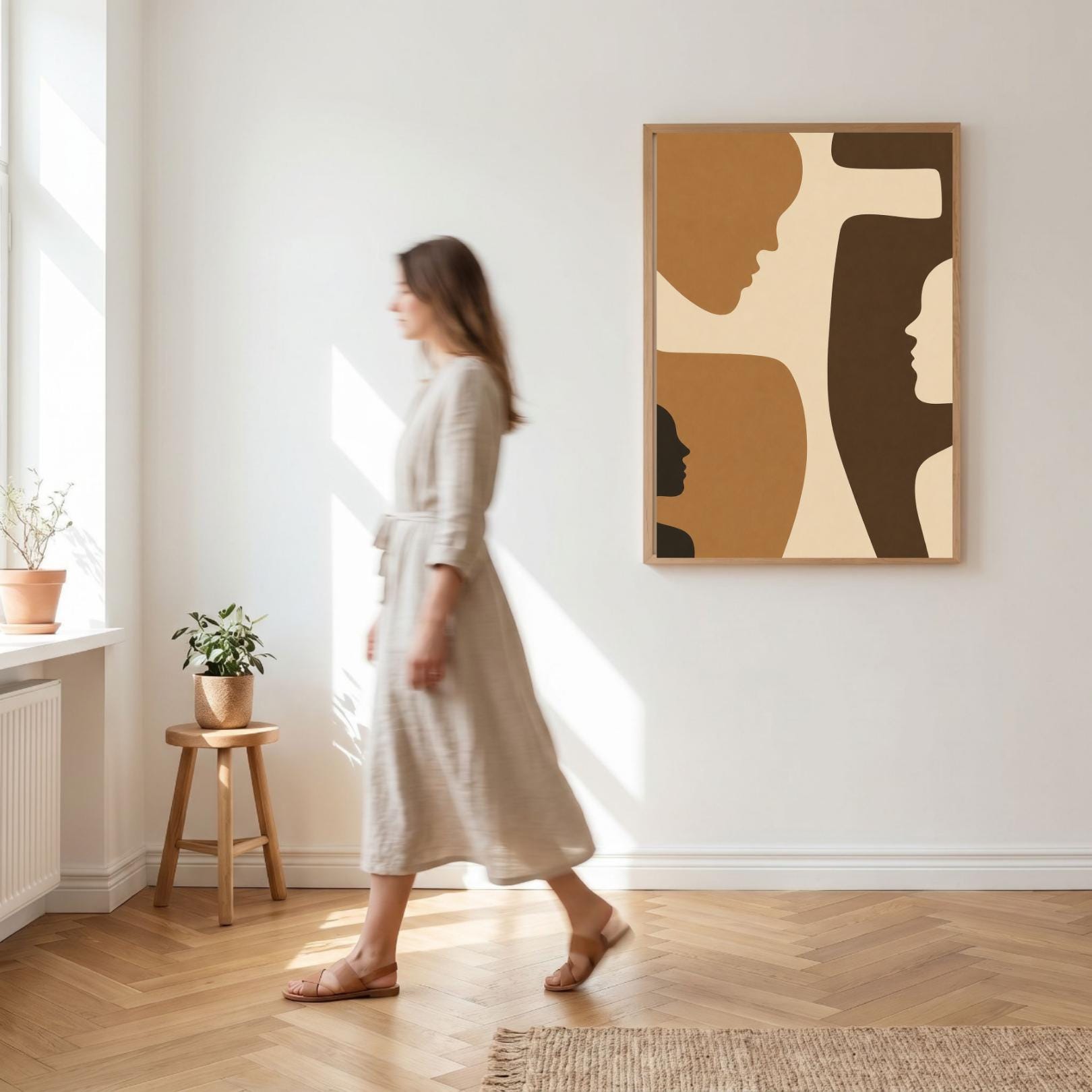 Abstract Faces Wall Art Print, Minimalist Line Art Poster, Modern Decor wall art print