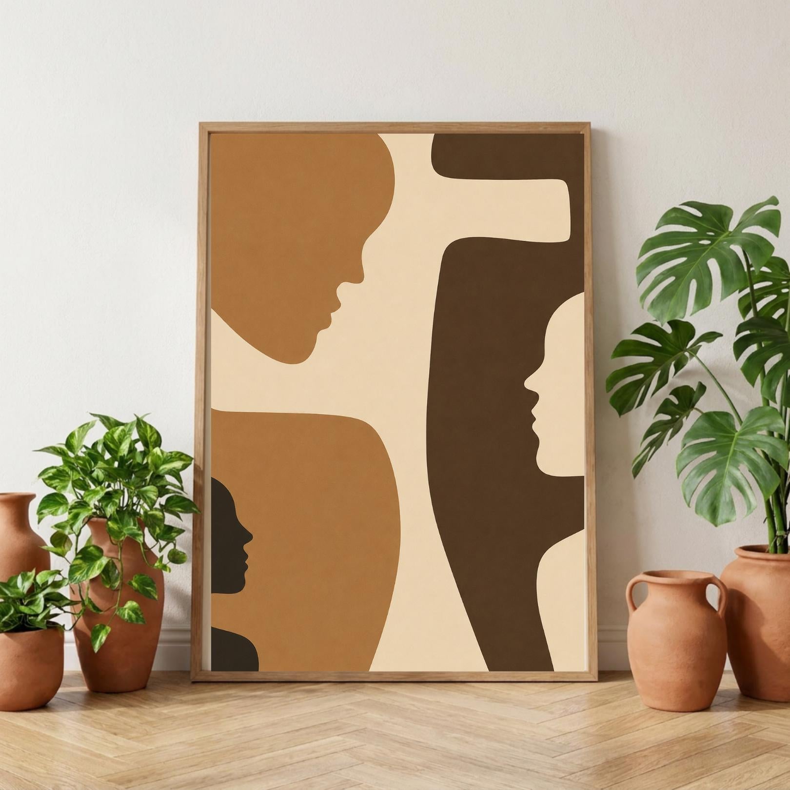 Abstract Faces Wall Art Print, Minimalist Line Art Poster, Modern Decor wall art print