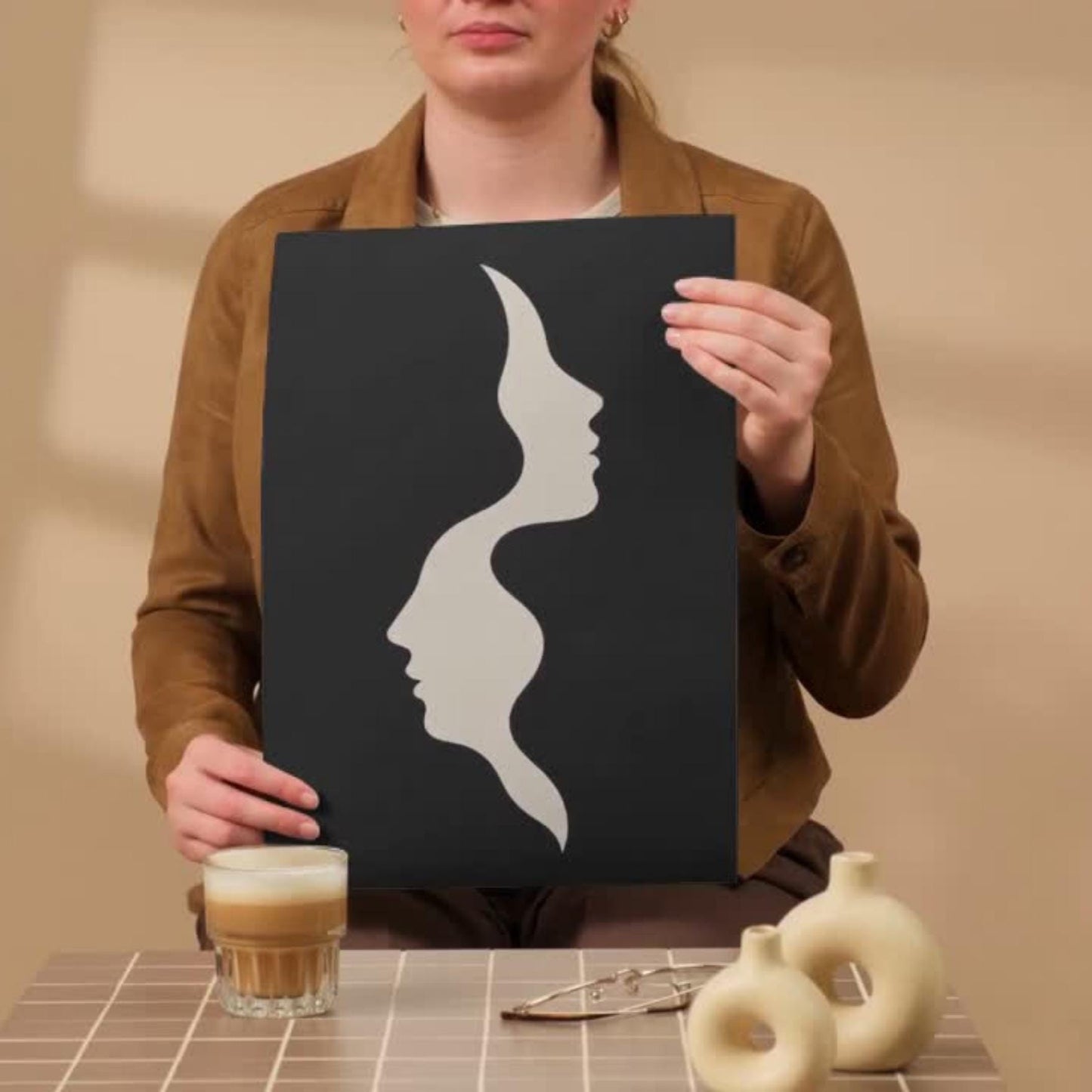 Abstract Face Wall Art Print, Minimalist Portrait Poster, Modern Decor wall art print