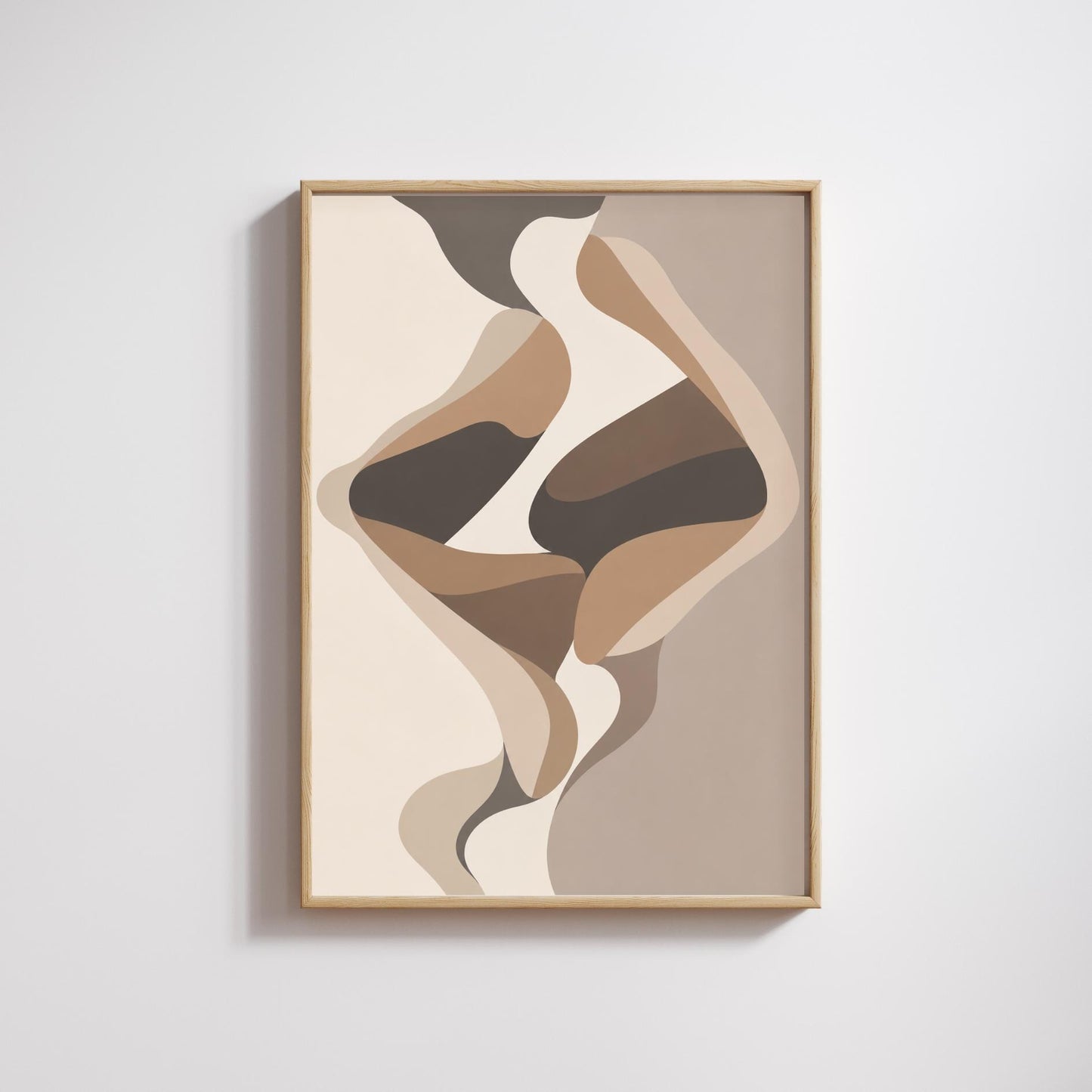 Abstract Figure Wall Art Print, Minimalist Love Poster, Neutral Beige Abstract Artwork wall art print