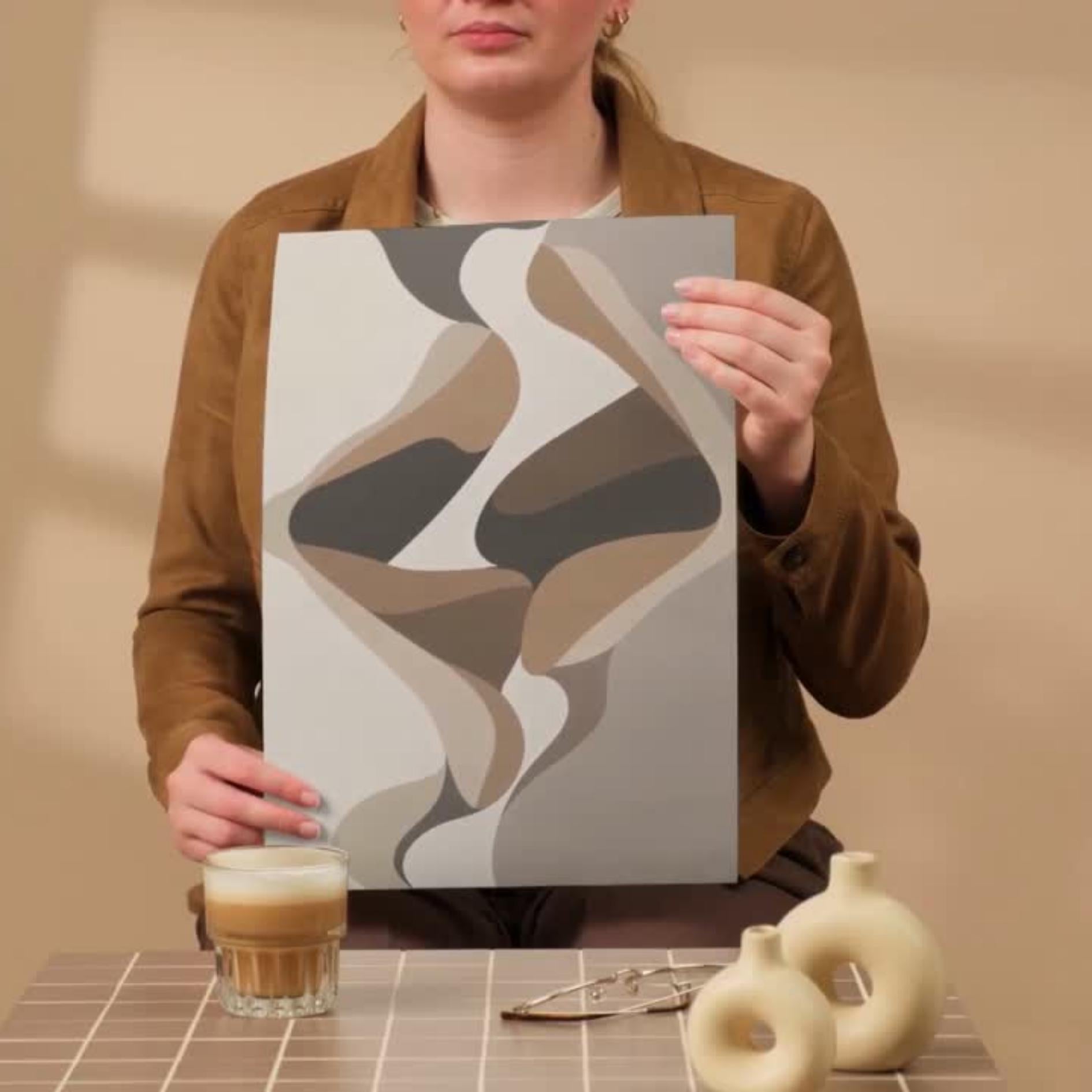 Abstract Figure Wall Art Print, Minimalist Love Poster, Neutral Beige Abstract Artwork wall art print