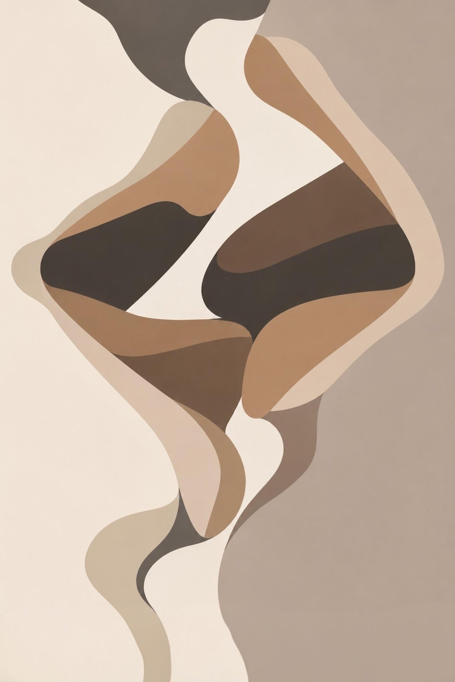 Abstract Figure Wall Art Print, Minimalist Love Poster, Neutral Beige Abstract Artwork wall art print