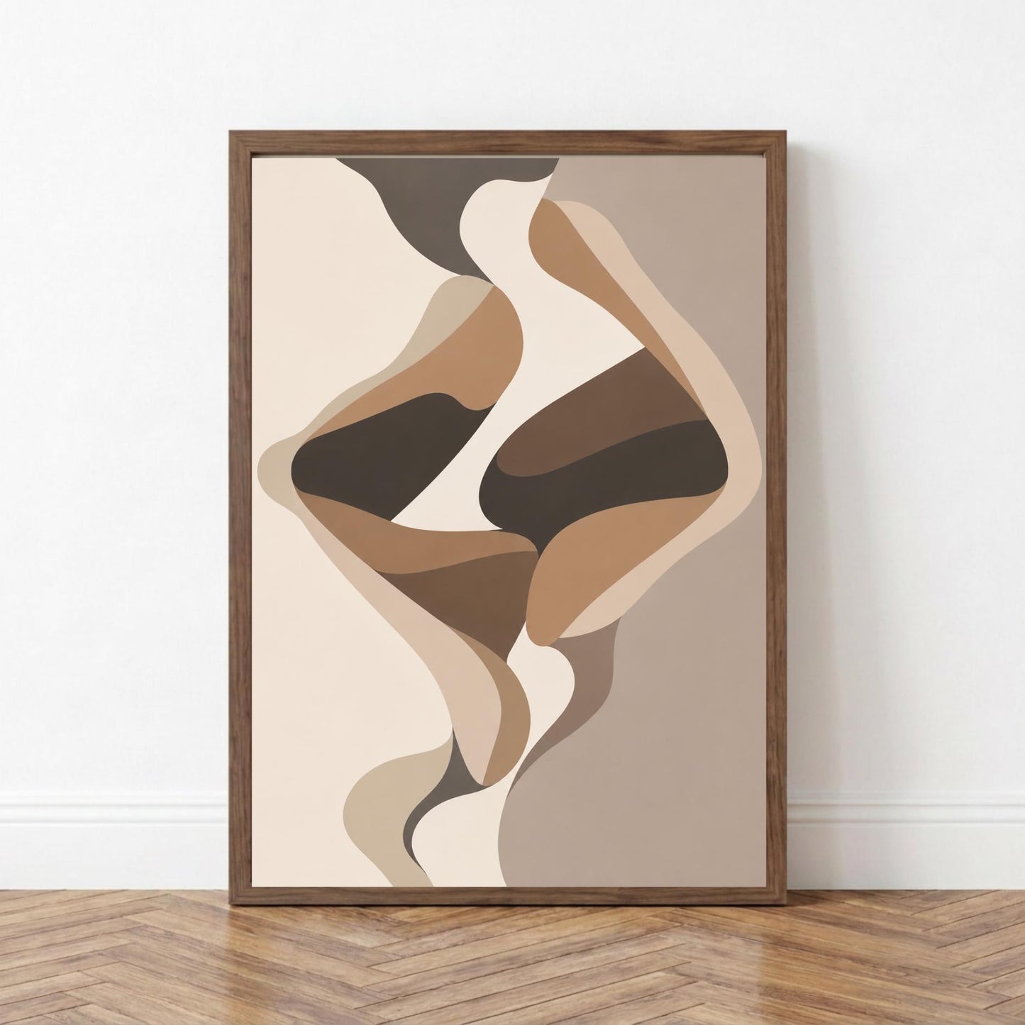 Abstract Figure Wall Art Print, Minimalist Love Poster, Neutral Beige Abstract Artwork wall art print