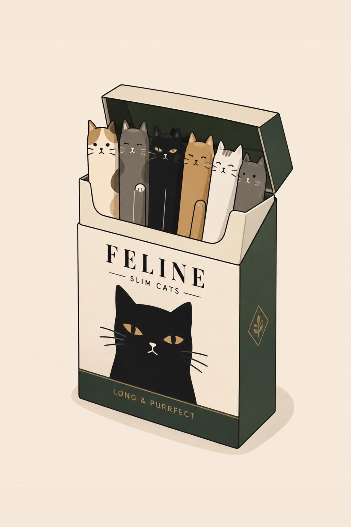 Cat Wall Art Print, Cat Cigarette Box Poster, Quirky Pet Decor wall art print