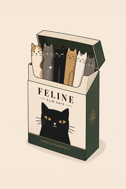 Cat Wall Art Print, Cat Cigarette Box Poster, Quirky Pet Decor wall art print