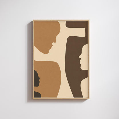 Abstract Faces Wall Art Print, Minimalist Line Art Poster, Modern Decor wall art print