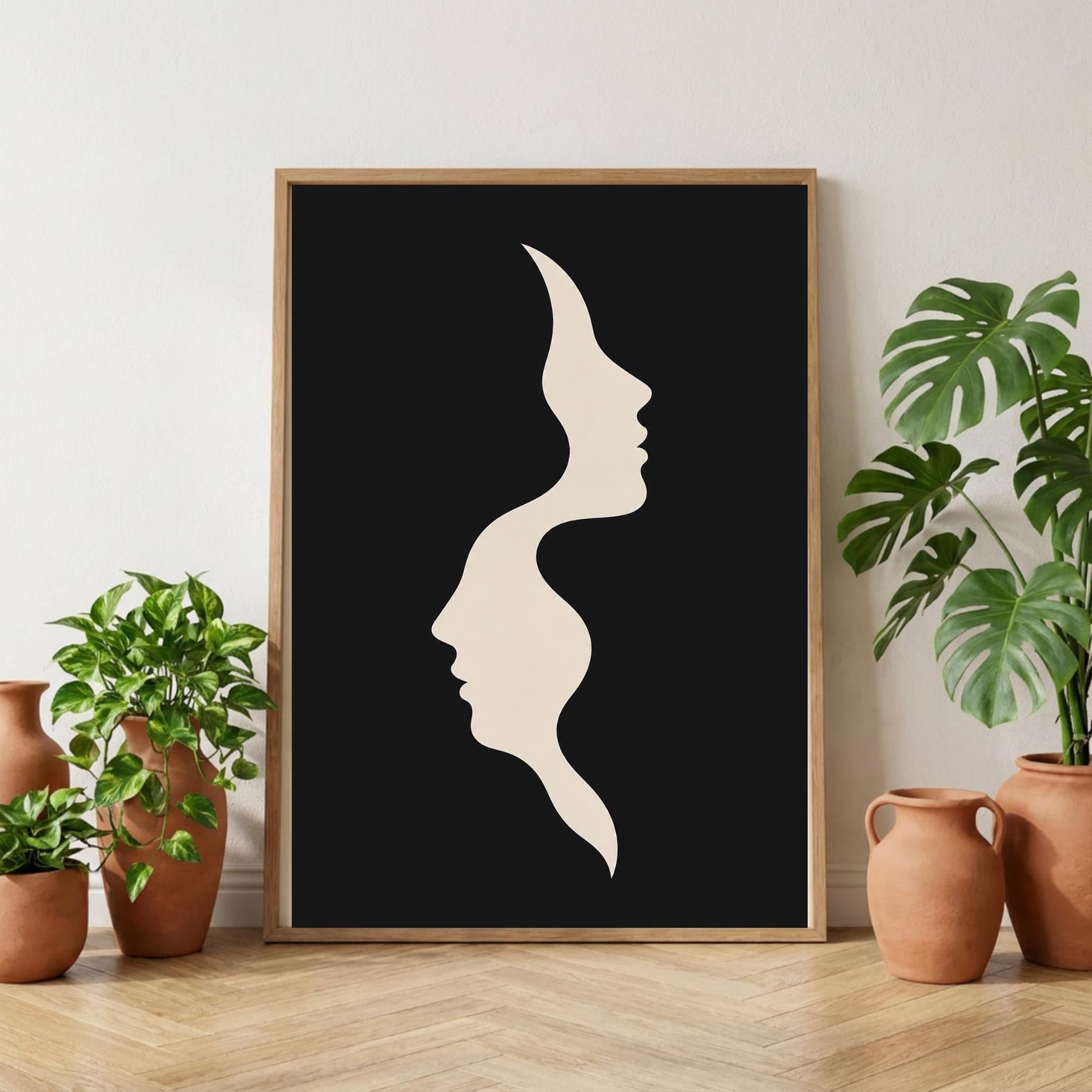 Abstract Face Wall Art Print, Minimalist Portrait Poster, Modern Decor wall art print