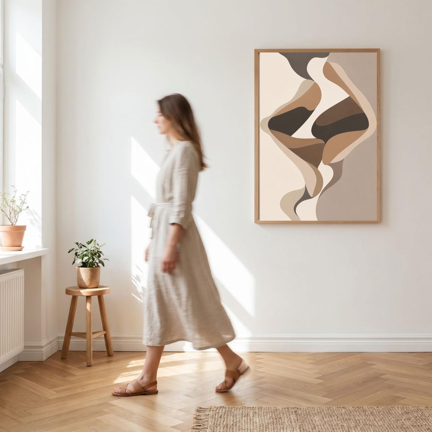Abstract Figure Wall Art Print, Minimalist Love Poster, Neutral Beige Abstract Artwork wall art print