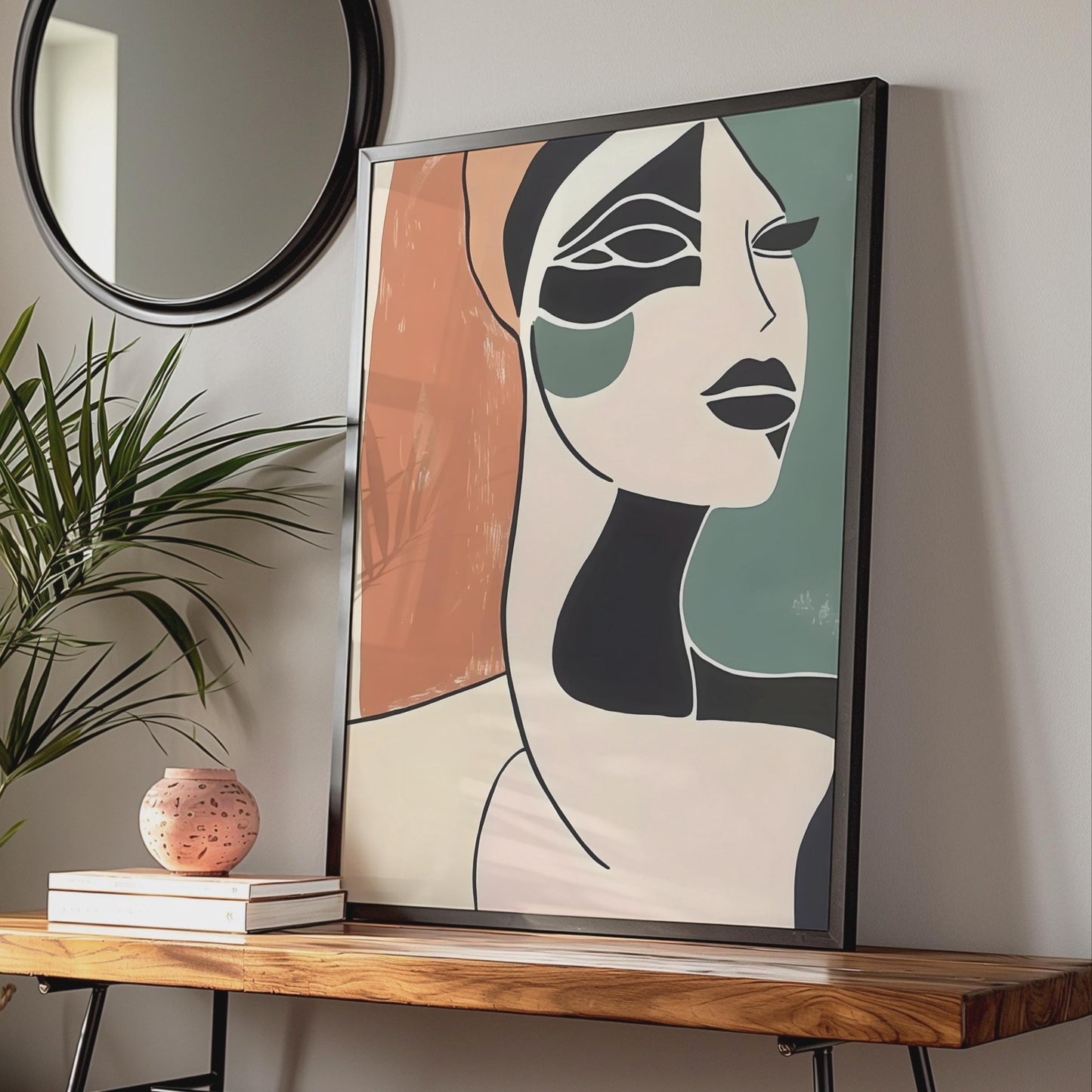 Boho Abstract Face Art Print, Minimalist Wall Decor, Modern Studio Style wall art print