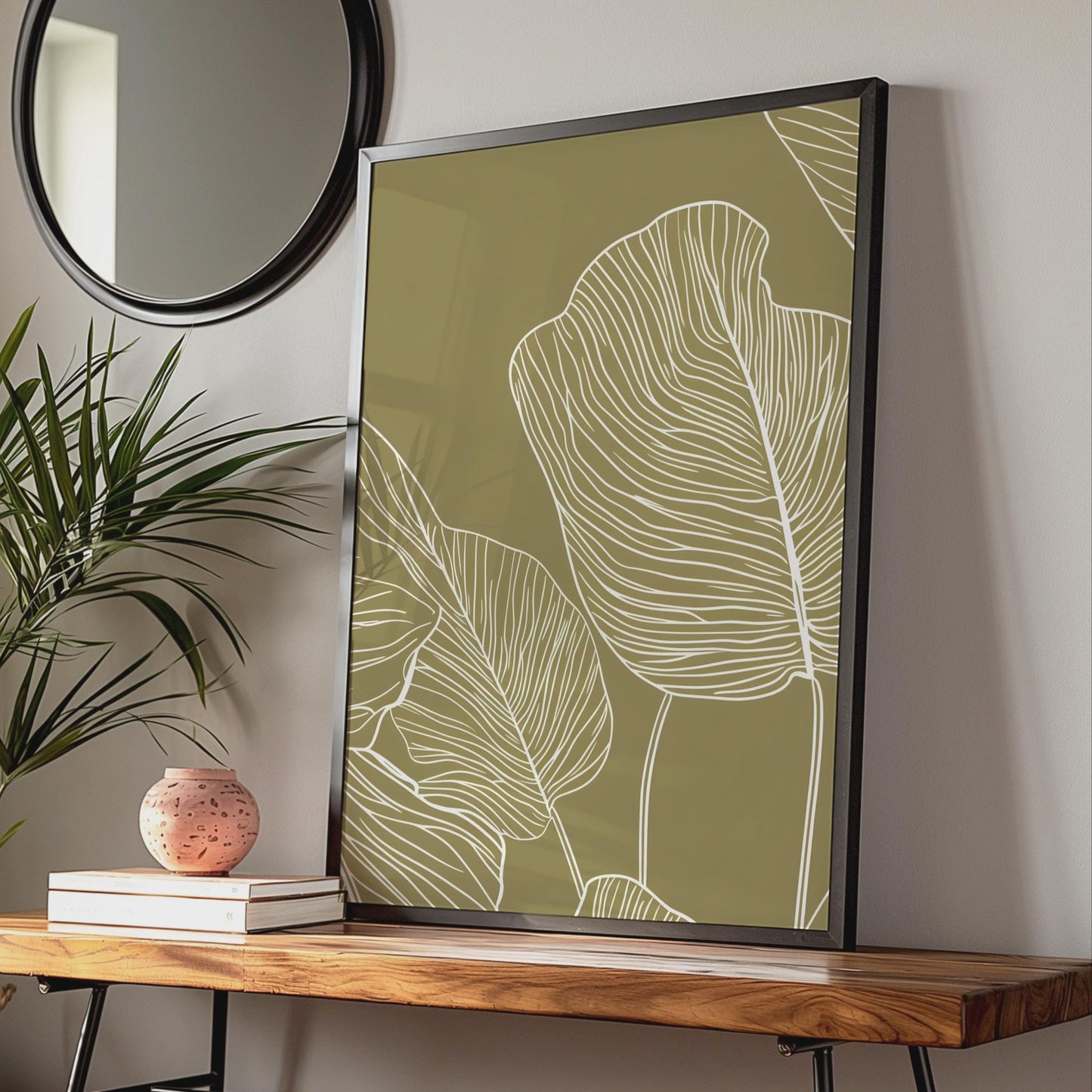 Elegant Botanical Wall Art, Minimalist Nature Print, Green Leaf Poster, Modern Home Decor wall art print