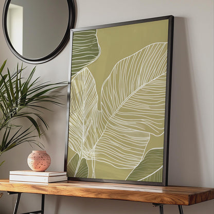 Minimalist Botanical Leaf Print, Boho Ochre Wall Art wall art print
