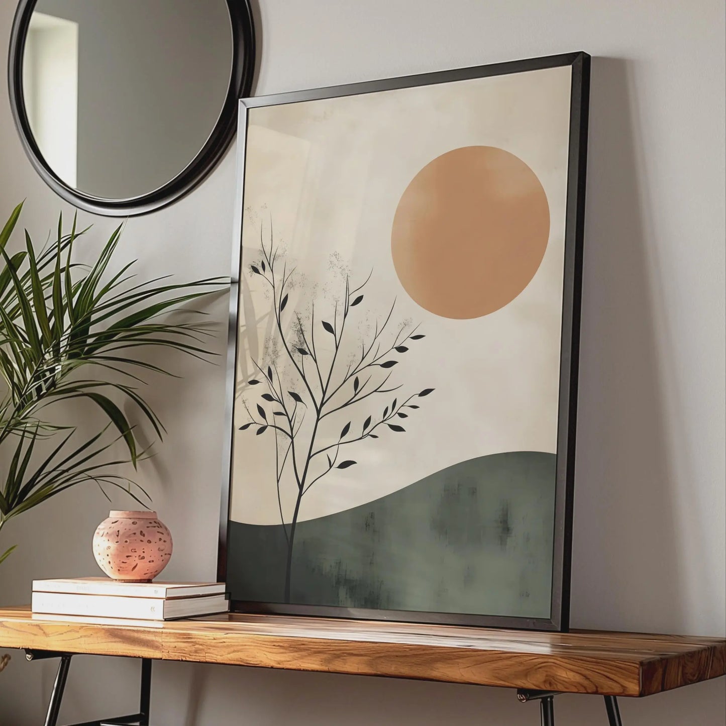 Abstract Tree Sun Print, Boho Minimalist Nature Wall Art wall art print