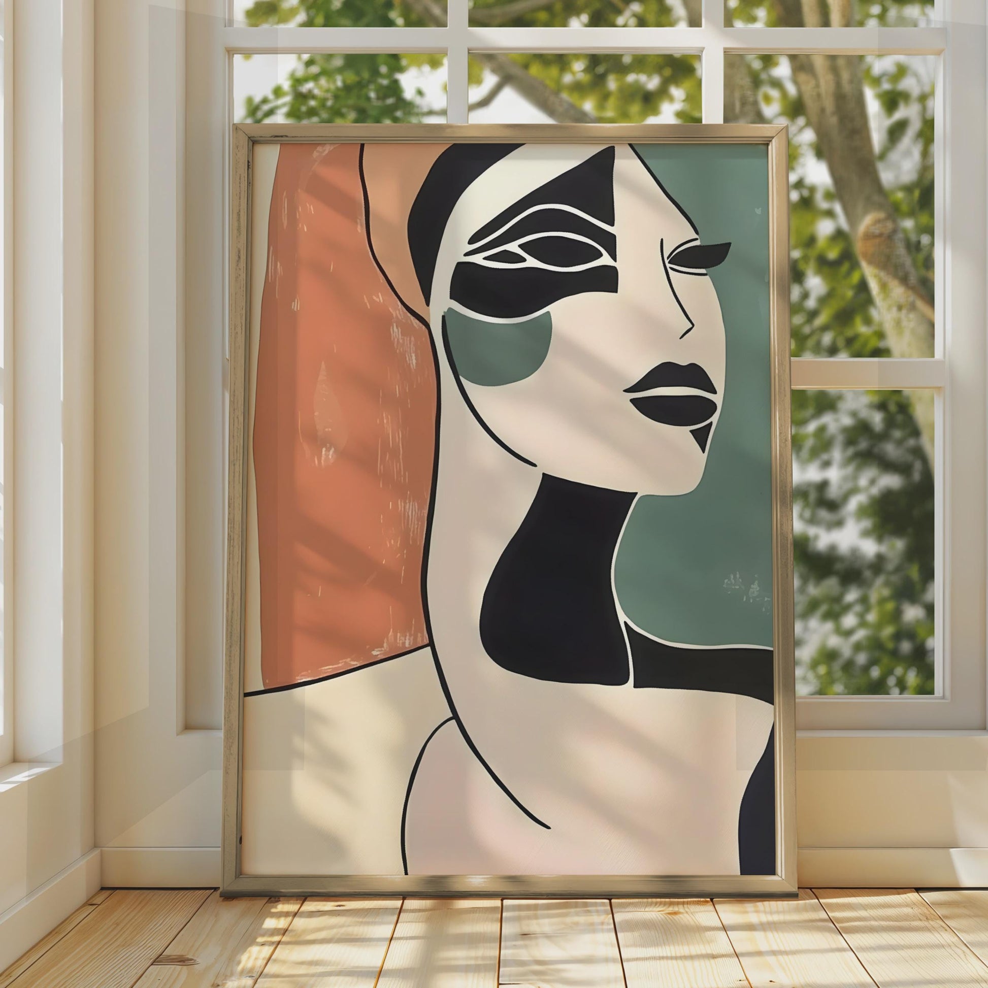 Boho Abstract Face Art Print, Minimalist Wall Decor, Modern Studio Style wall art print