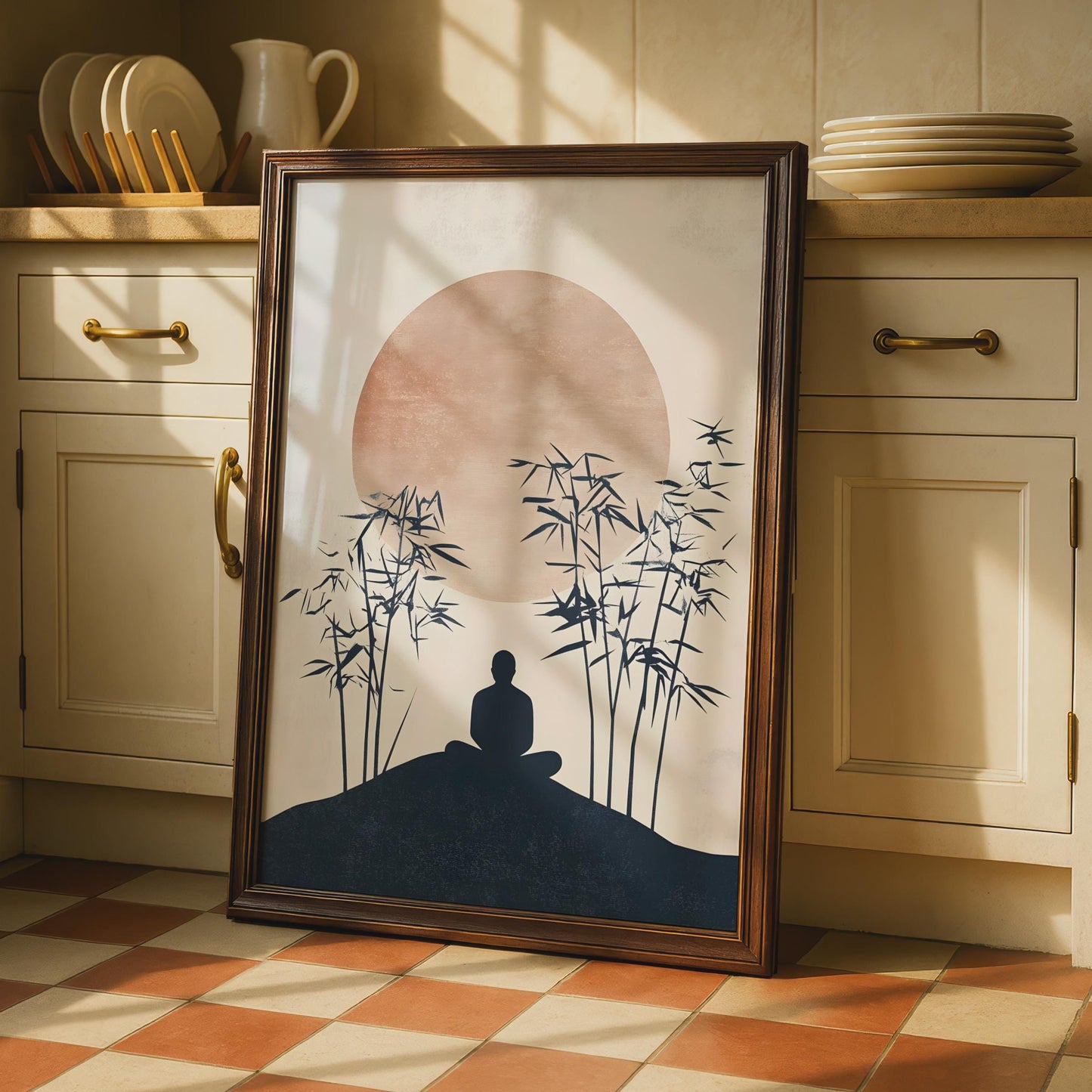 Calming Buddha Wall Art, Minimalist Bamboo Poster, Tranquil Meditation Decor, Zen Room Art wall art print