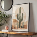 Boho Cactus Desert Wall Art, Minimalist Green Cacti Print wall art print