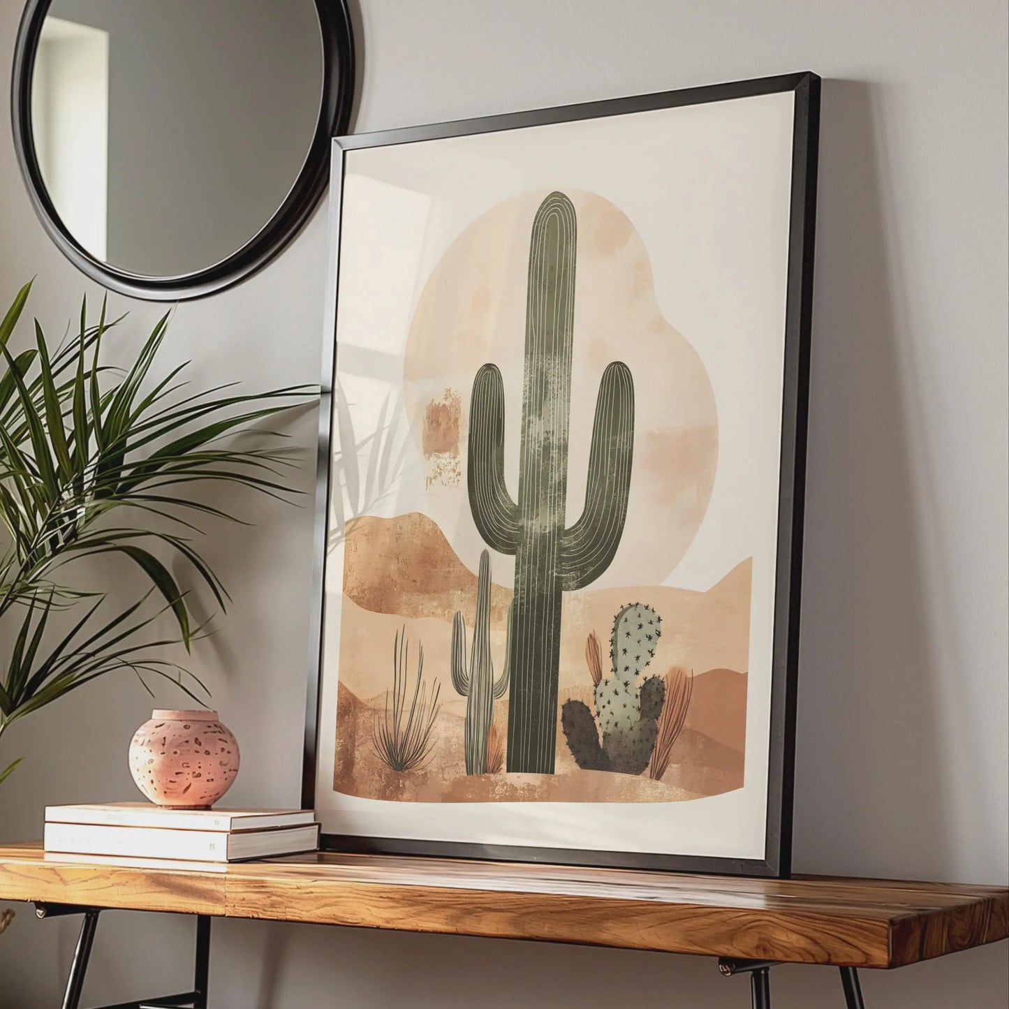 Boho Cactus Desert Wall Art, Minimalist Green Cacti Print wall art print