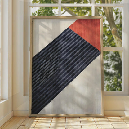 Boho Abstract Geometric Art Print, Navy Red Cream Modern Wall Decor Poster wall art print