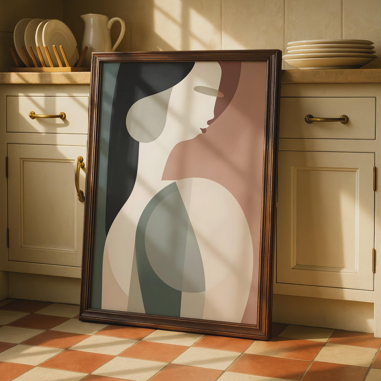 Abstract Female Figure Art Print, Boho Geometric Wall Decor wall art print