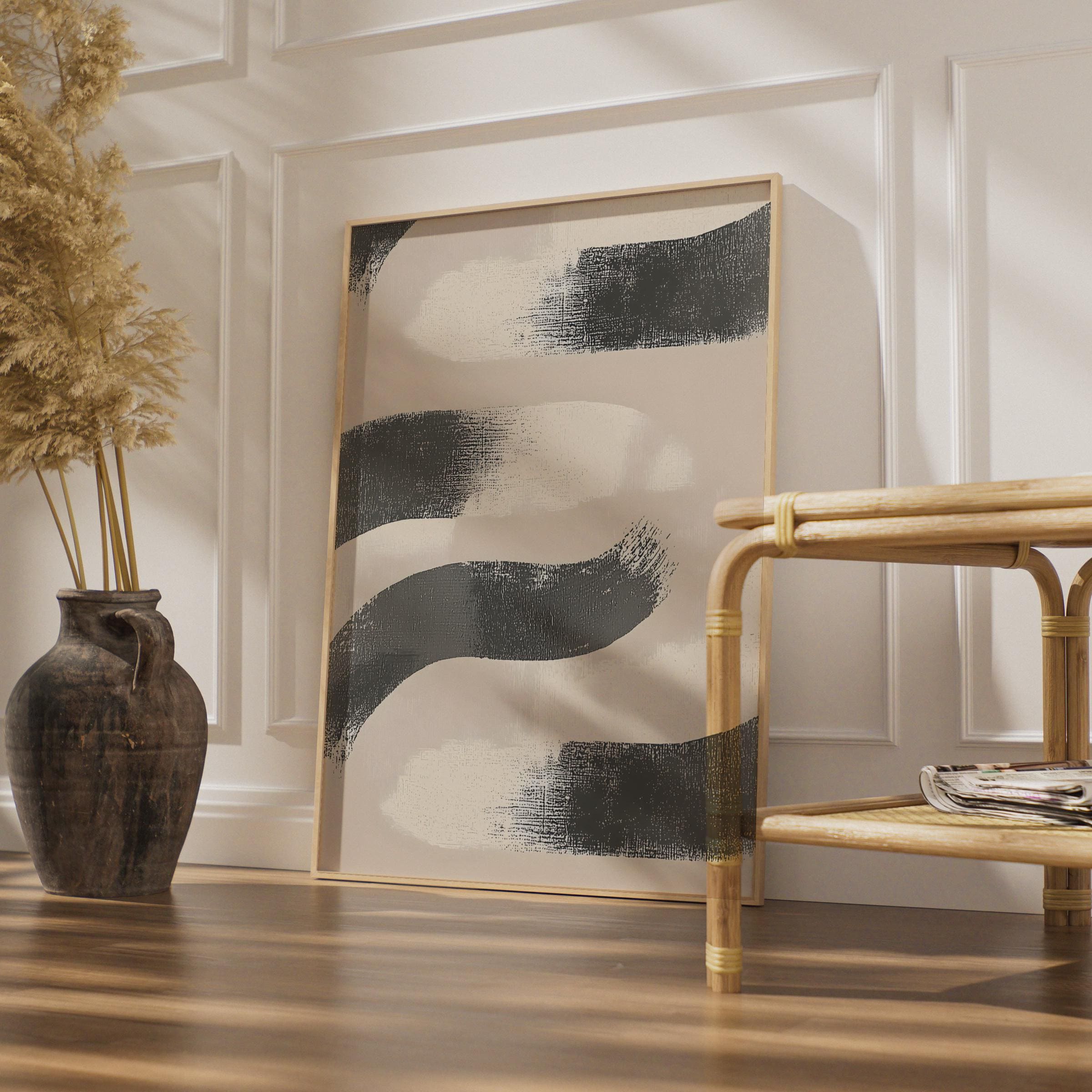 Boho Abstract Wall Art, Minimalist Brushstroke Print, Neutral Tones, Modern Home Decor wall art print