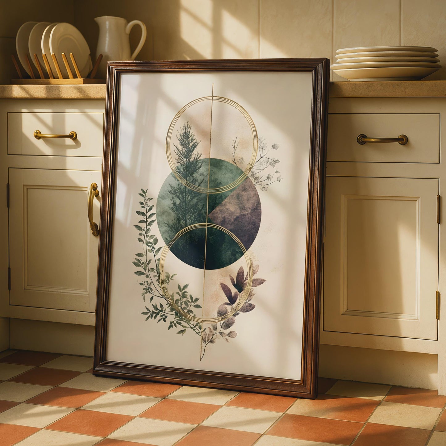 Boho Floral Wall Art, Modern Nature Print, Minimalist Green Leaf Design wall art print