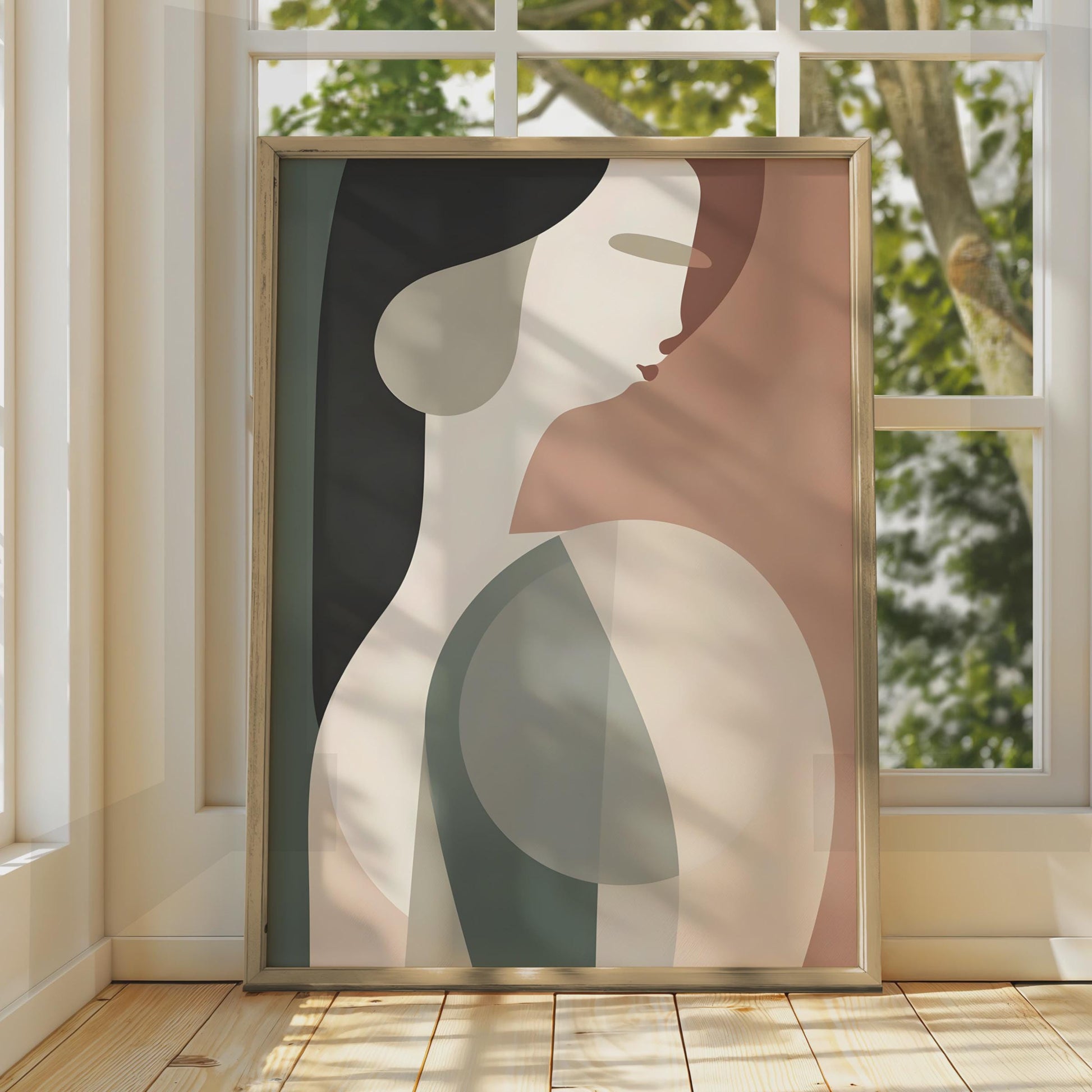 Abstract Female Figure Art Print, Boho Geometric Wall Decor wall art print