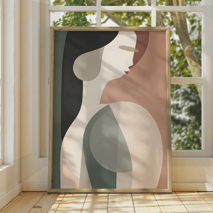 Abstract Female Figure Art Print, Boho Geometric Wall Decor wall art print