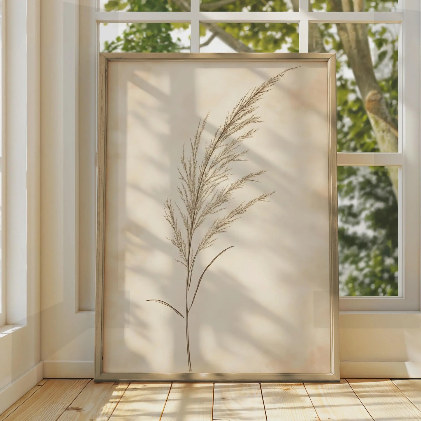 Boho Pampas Grass Wall Art, Minimalist Botanical Print, Earthy Decor for Home, Neutral Tones Art wall art print