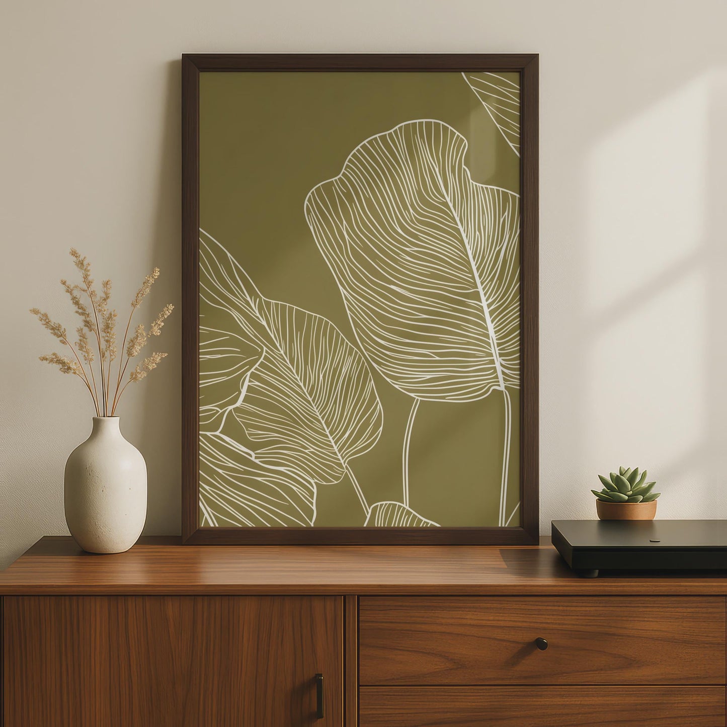 Elegant Botanical Wall Art, Minimalist Nature Print, Green Leaf Poster, Modern Home Decor wall art print