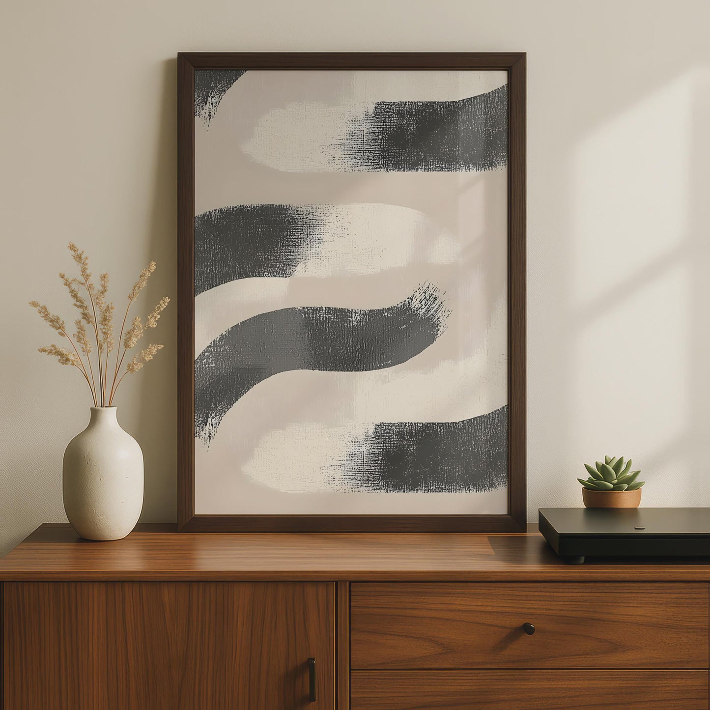 Boho Abstract Wall Art, Minimalist Brushstroke Print, Neutral Tones, Modern Home Decor wall art print