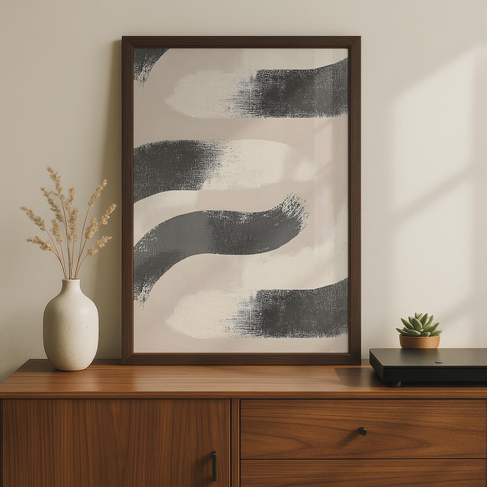 Boho Abstract Wall Art, Minimalist Brushstroke Print, Neutral Tones, Modern Home Decor wall art print