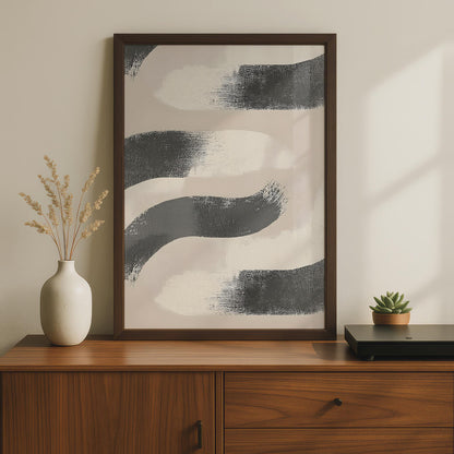 Boho Abstract Wall Art, Minimalist Brushstroke Print, Neutral Tones, Modern Home Decor wall art print