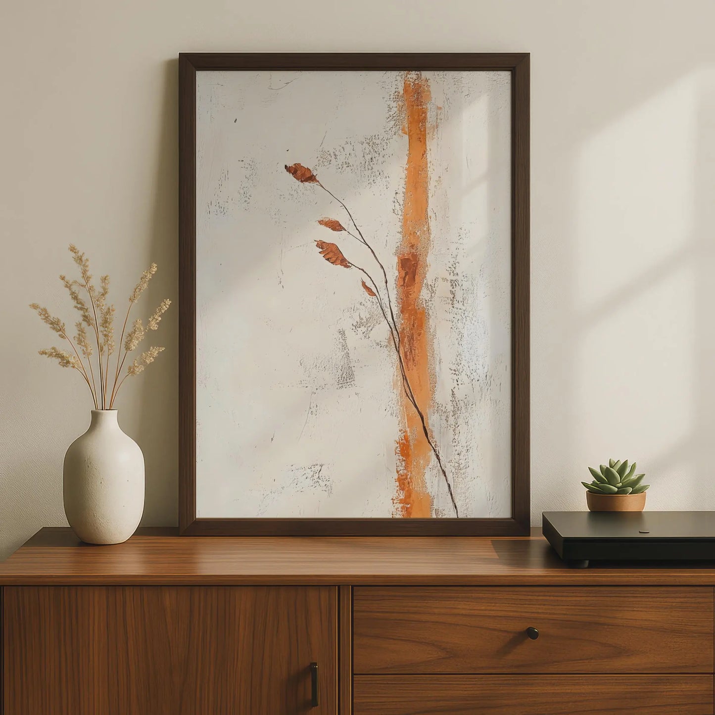 Minimalist Boho Wall Art, Abstract Brown Leaf Print, Modern Nature Poster, Organic Decor wall art print