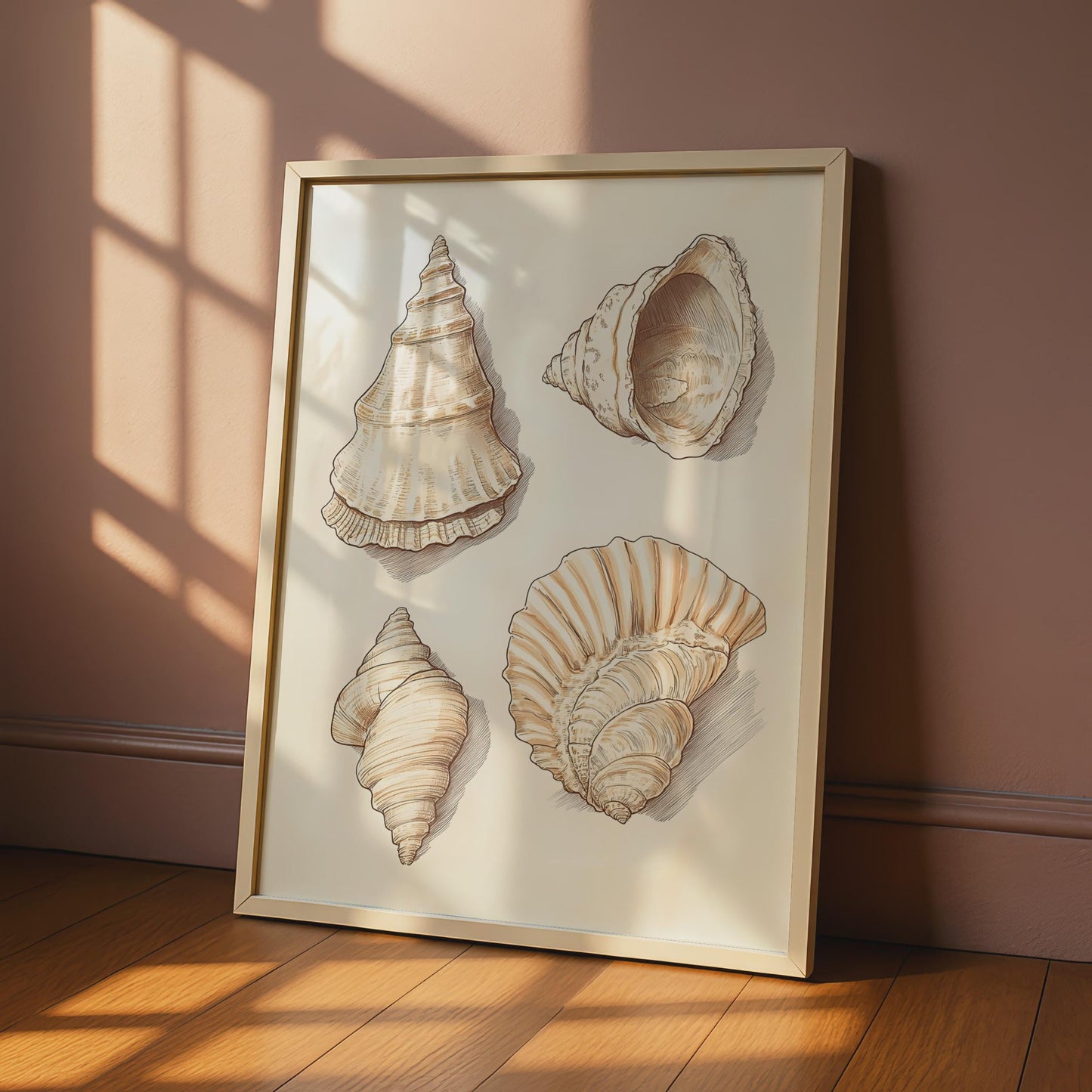 Illustrated Sea Shells Art Print, Vintage Coastal Wall Art wall art print