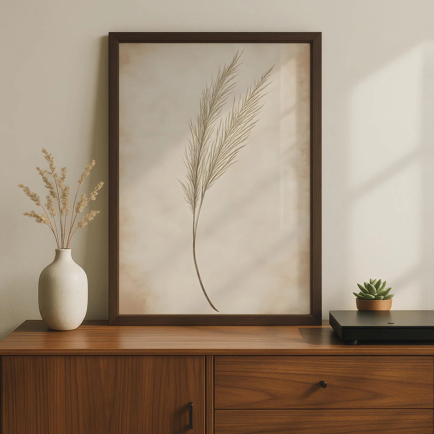 Elegant Boho Pampas Grass Wall Art, Botanical Print, Minimalist Nature Decor, Earthy Tones wall art print