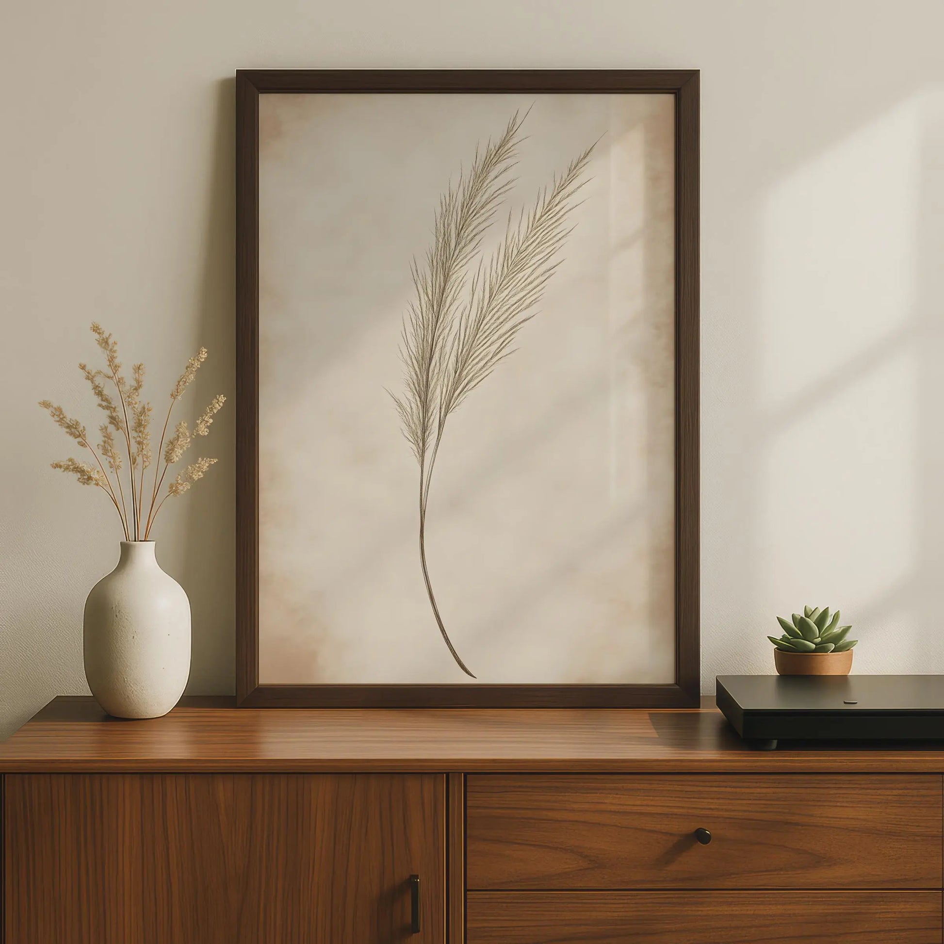 Elegant Boho Pampas Grass Wall Art, Botanical Print, Minimalist Nature Decor, Earthy Tones wall art print