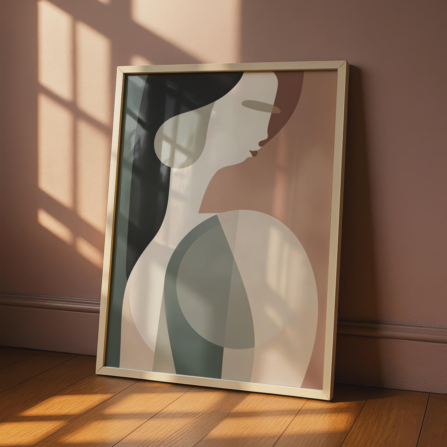 Abstract Female Figure Art Print, Boho Geometric Wall Decor wall art print
