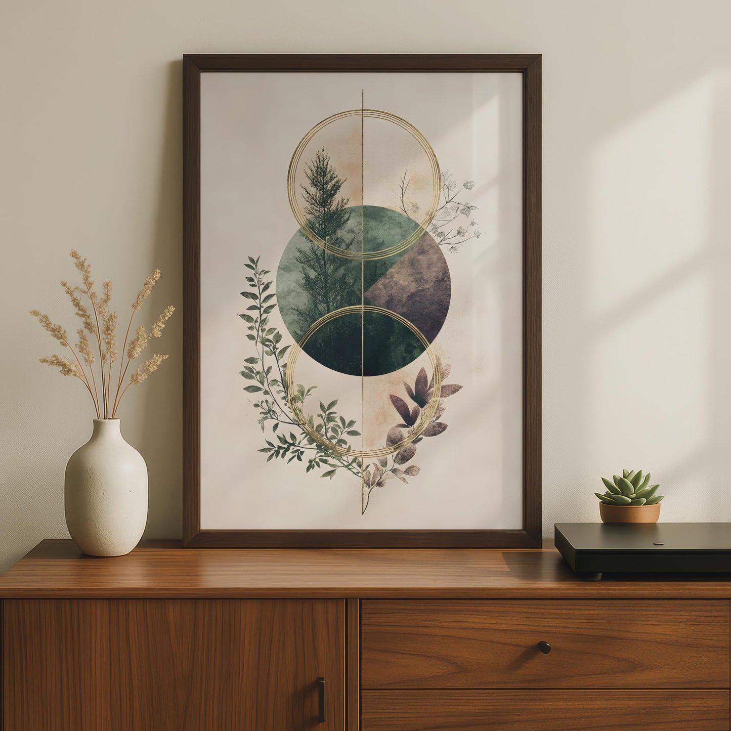 Boho Floral Wall Art, Modern Nature Print, Minimalist Green Leaf Design wall art print