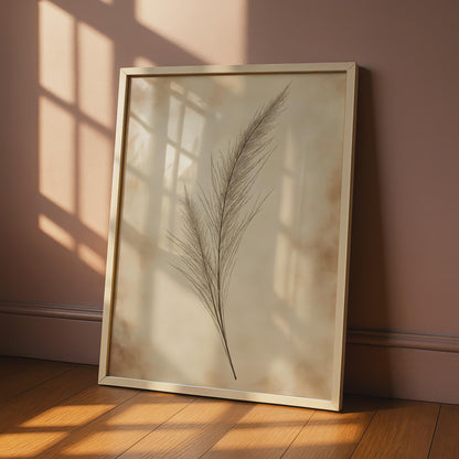 Boho Pampas Grass Wall Art Print, Minimalist Botanical Poster, Neutral Tones Floral Decor wall art print