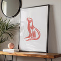 Otter Animal Poster, Coral Red Wildlife Print, Minimalist Otter Wall Art, Nature Decor wall art print