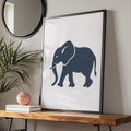Elephant Poster, Navy Blue Silhouette Animal Print, Minimalist Wall Art, Wildlife Decor wall art print