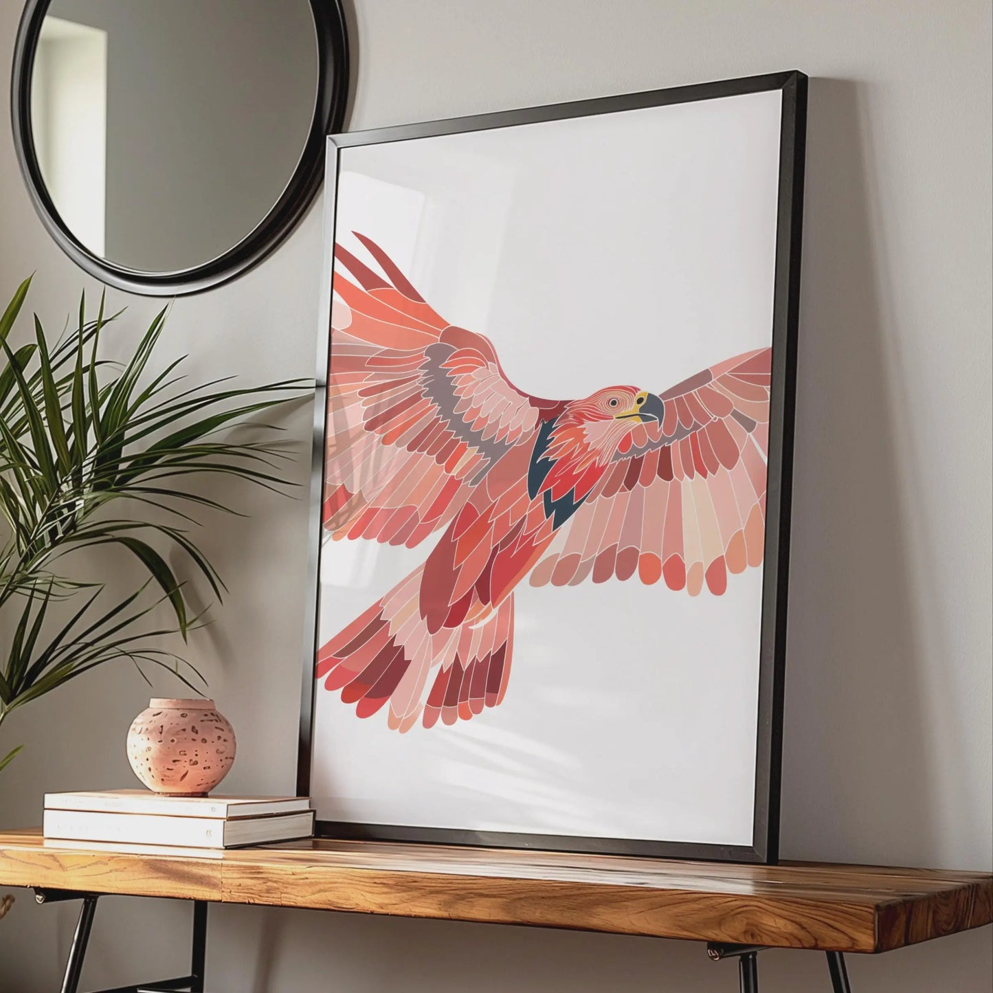 Eagle Animal Poster, Red Bird of Prey Print, Flying Hawk Wall Art, Raptor Decor wall art print