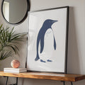 Penguin Print, Minimalist Animal Poster, Navy Blue Wall Art, Wildlife Nursery Decor wall art print
