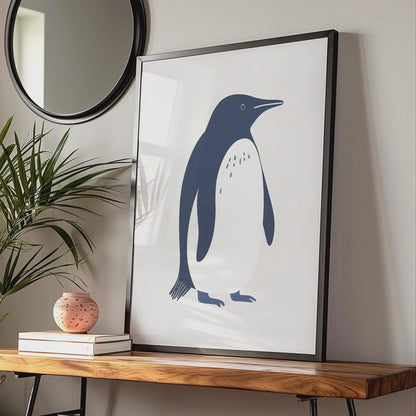 Penguin Print, Minimalist Animal Poster, Navy Blue Wall Art, Wildlife Nursery Decor wall art print