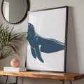 Sea Lion Poster, Navy Blue Animal Print, Minimalist Ocean Wall Art, Coastal Decor wall art print