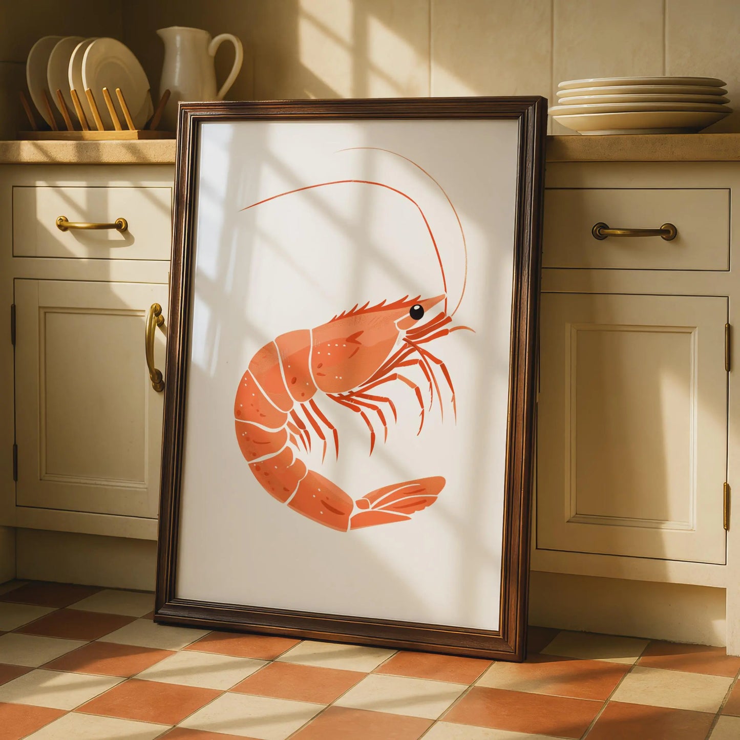 Shrimp Animal Poster, Orange Prawn Print, Seafood Wall Art, Ocean Creature Decor wall art print