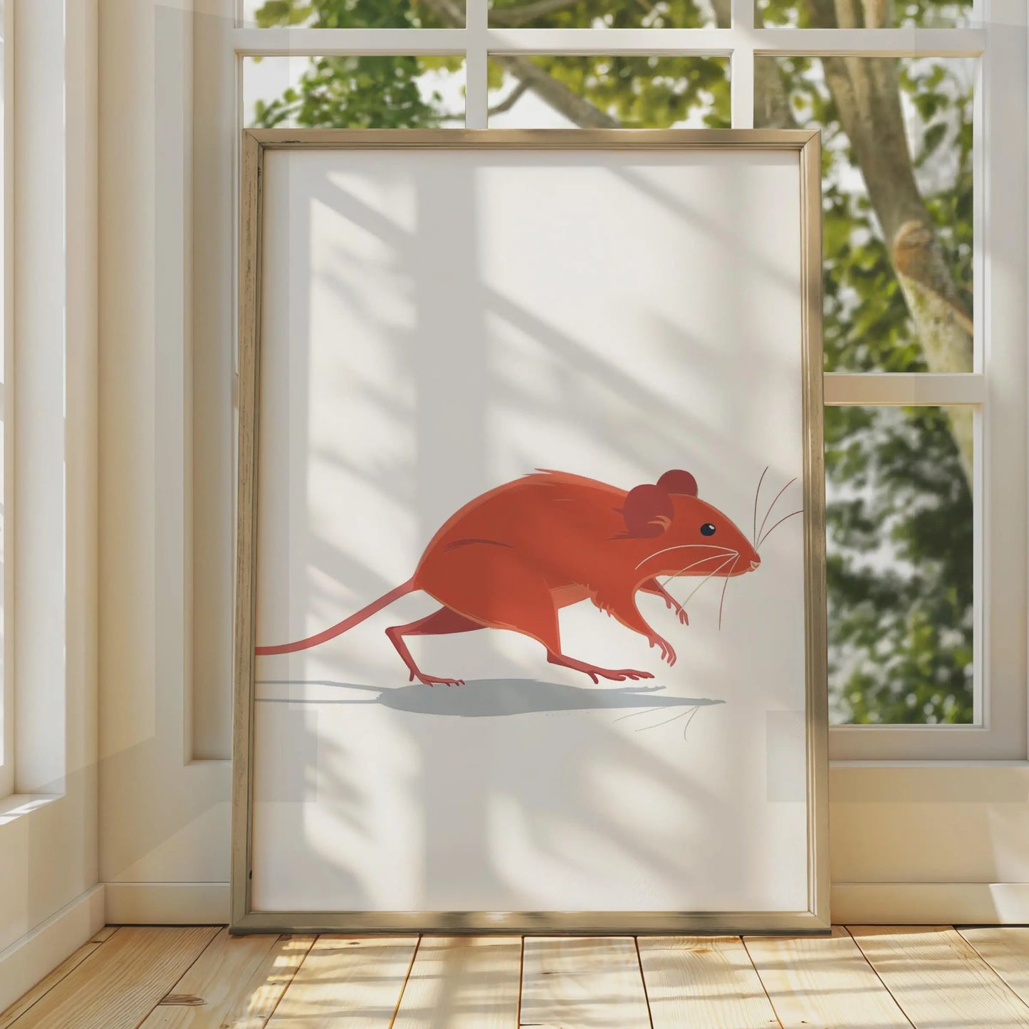 Minimalist Mouse Print, Terracotta Rodent Wildlife Art, Contemporary Wall Decor wall art print