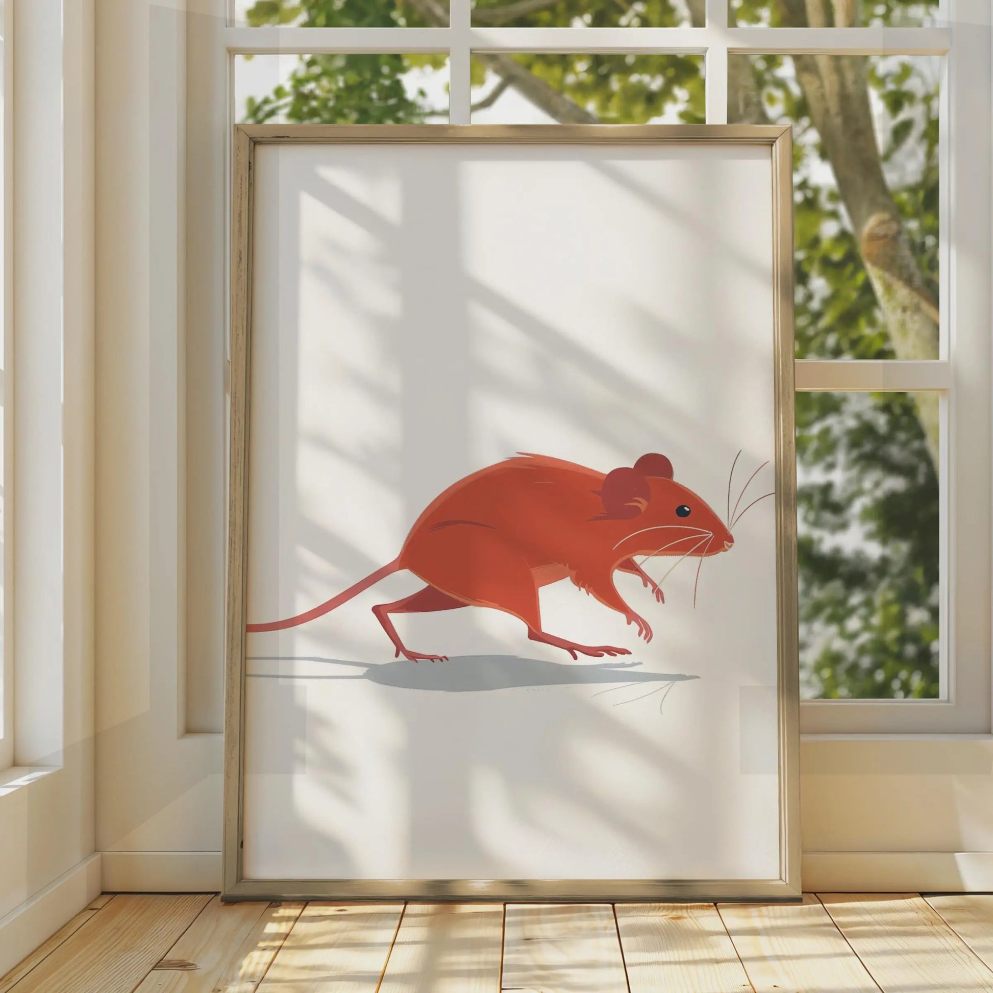 Minimalist Mouse Print, Terracotta Rodent Wildlife Art, Contemporary Wall Decor wall art print