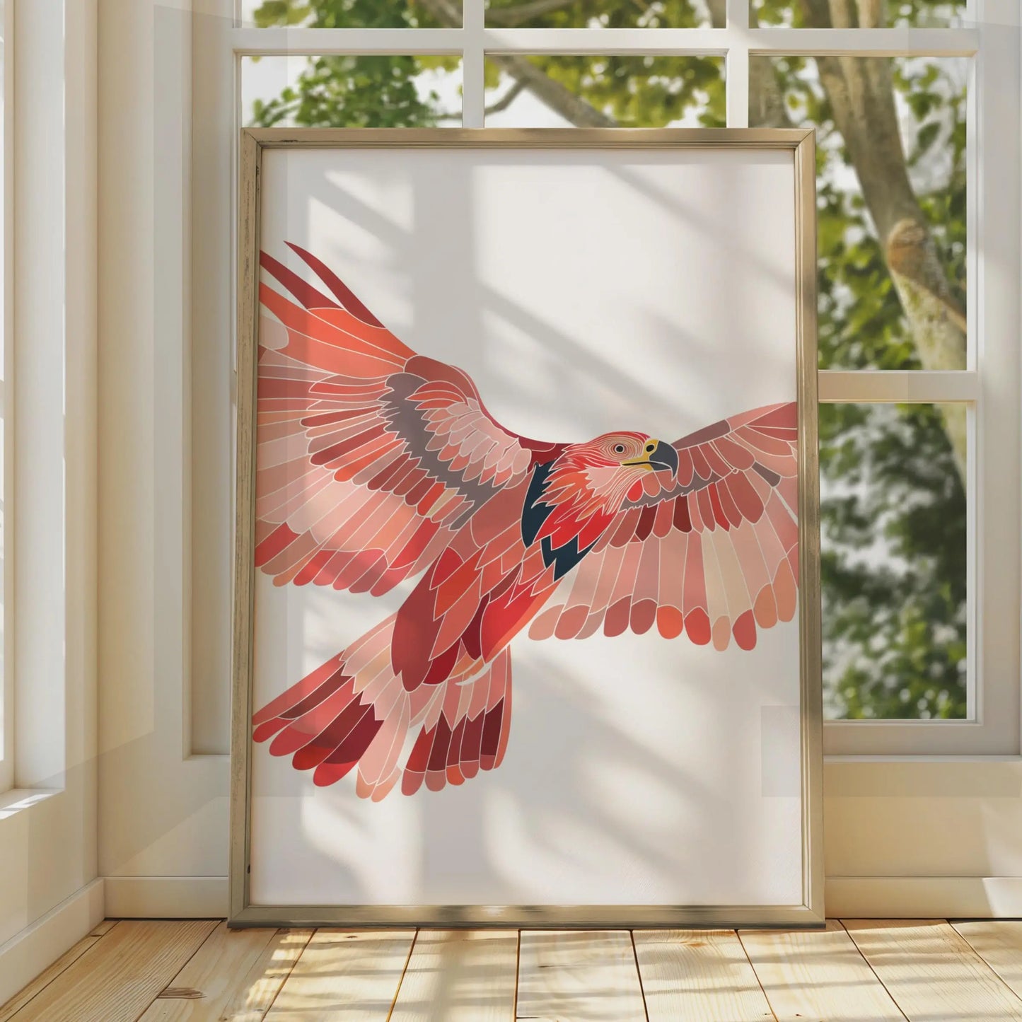 Eagle Animal Poster, Red Bird of Prey Print, Flying Hawk Wall Art, Raptor Decor wall art print