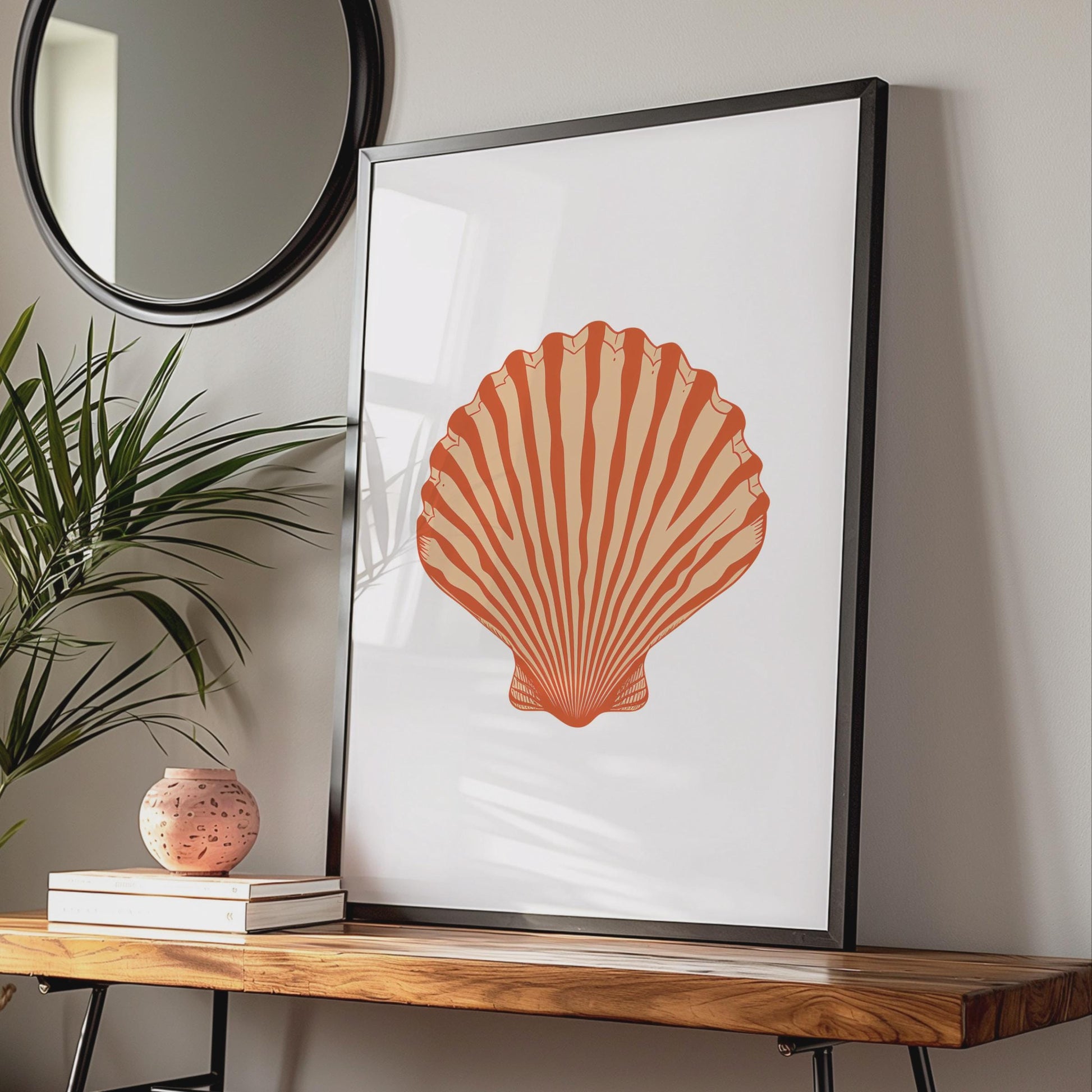 Scallop Shell Poster, Ocean Animal Print, Terracotta Coastal Wall Art, Sea Life Decor wall art print