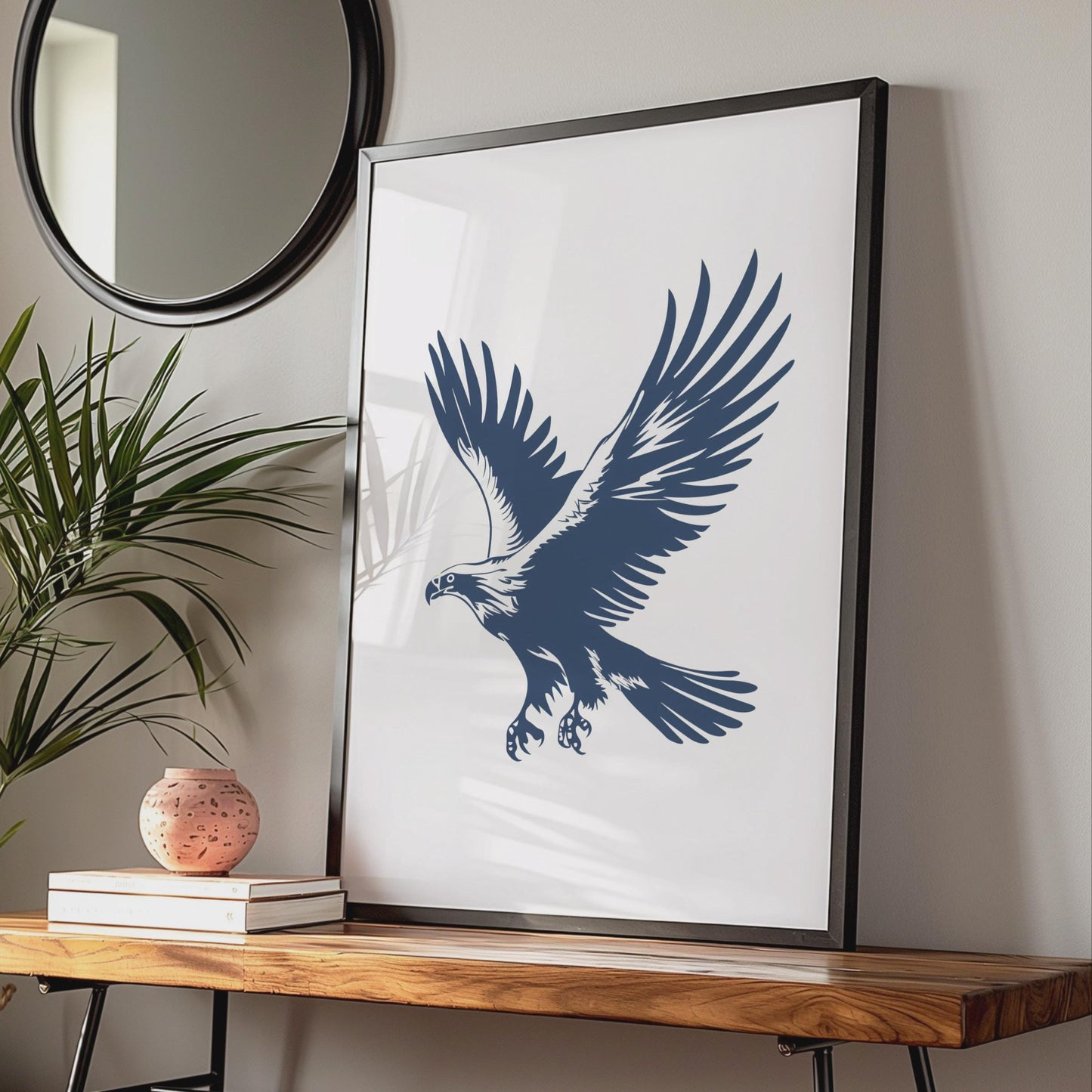 Eagle Animal Poster, Navy Blue Bird of Prey Print, Minimalist Eagle Wall Art wall art print